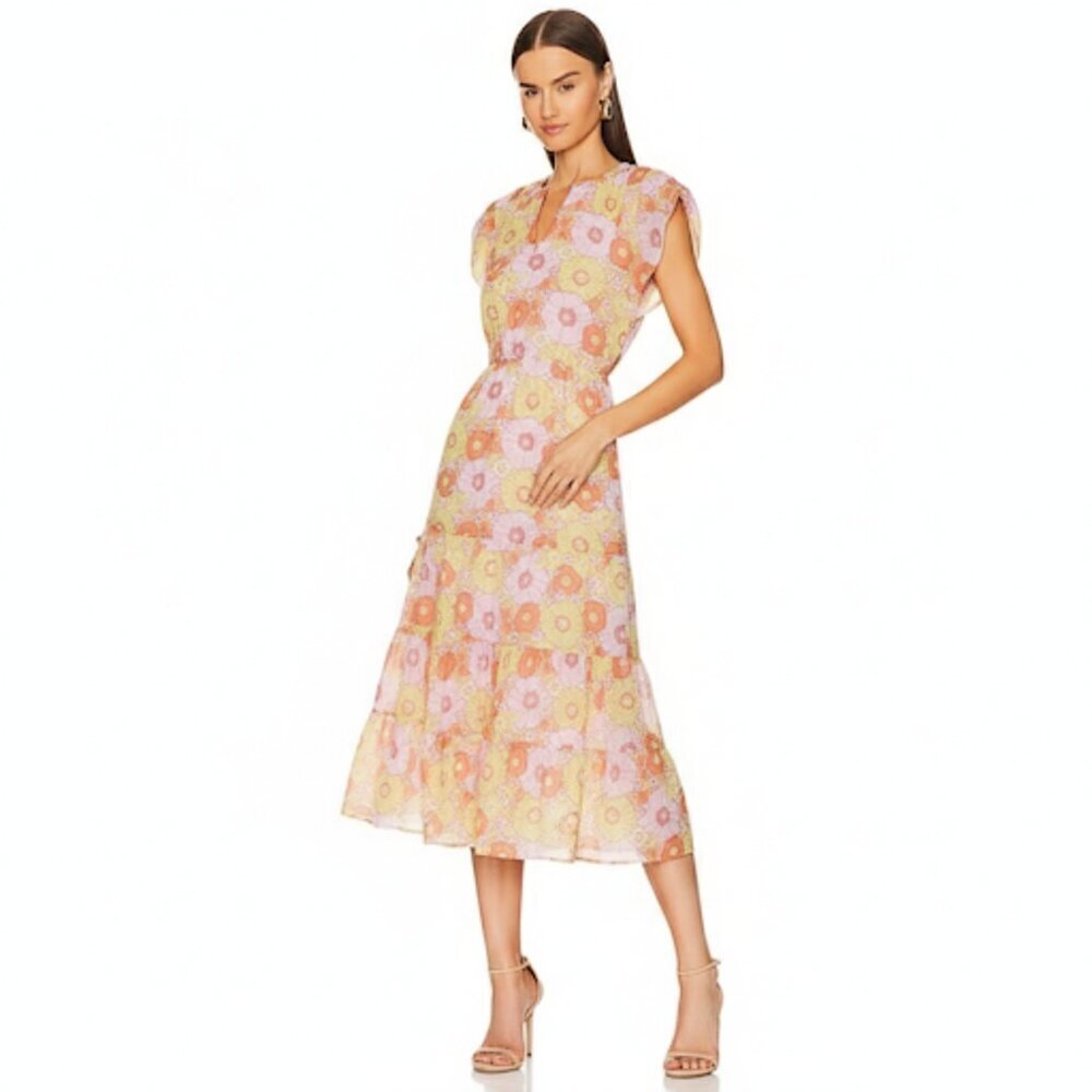 NWT Steve Madden Leigh Midi Dress in Multi Floral Spring Summer Church Feminine